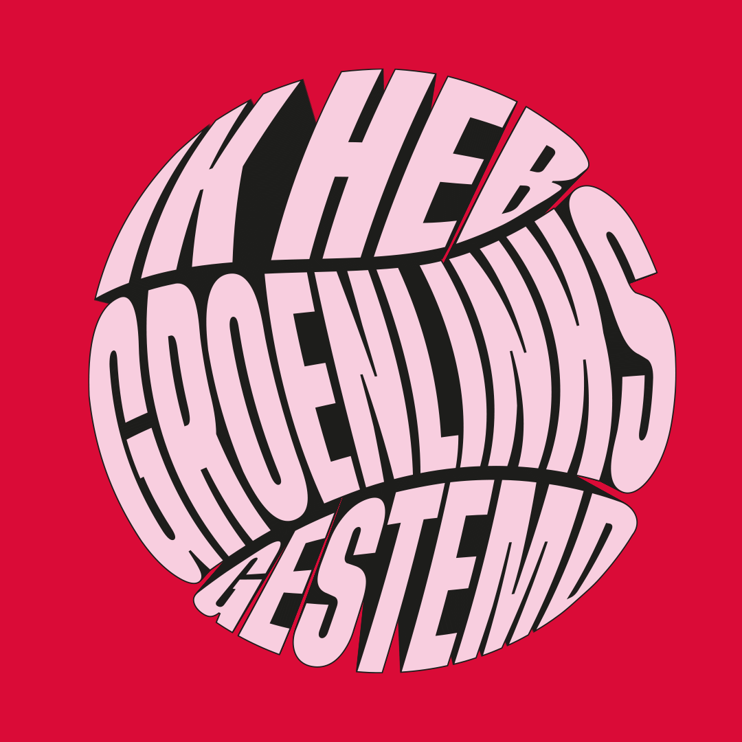 Een ronde bol met een roze tekst waarin staat Ik heb GroenLinks gestemd