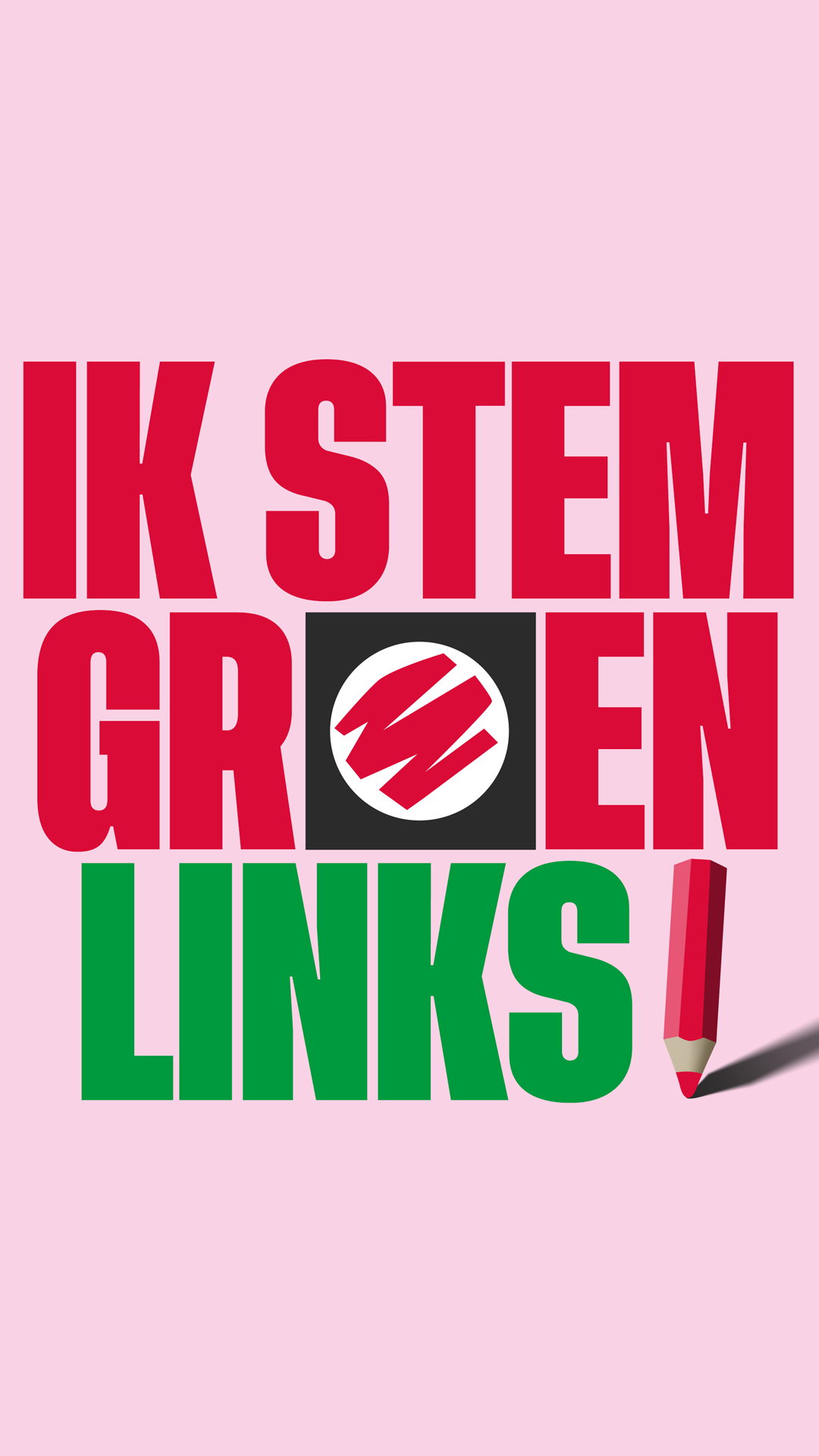 Ik stem GroenLinks met een stempotlood illustratie
